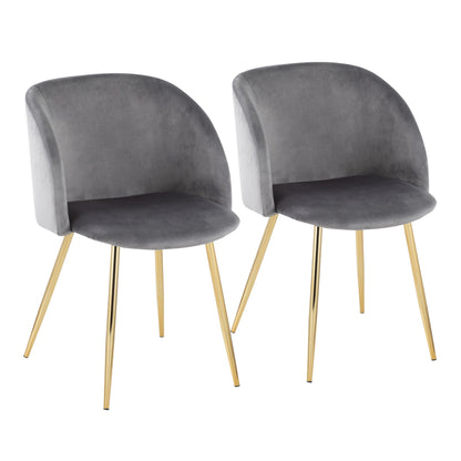 Fran Contemporary Chair in Gold Metal and Black Velvet   - Set of 2