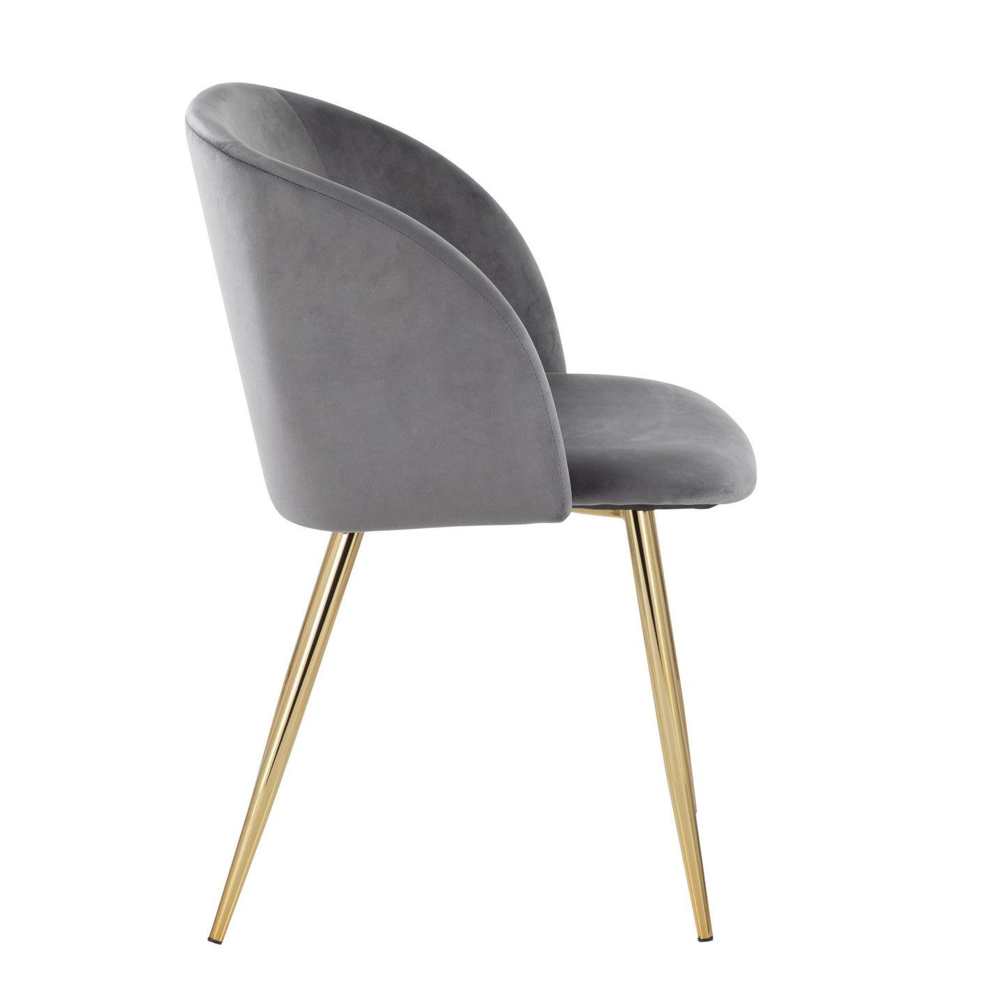 Fran Contemporary Chair in Gold Metal and Black Velvet   - Set of 2