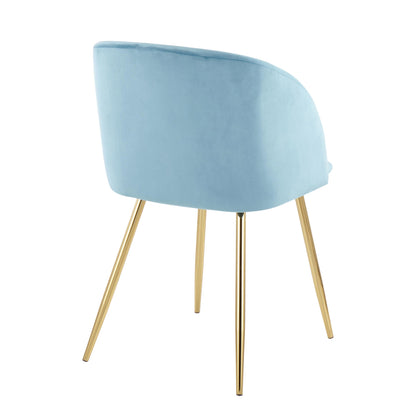 Fran Contemporary Chair in Gold Metal and Black Velvet   - Set of 2