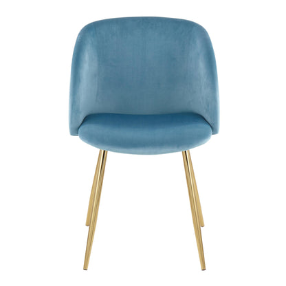 Fran Contemporary Chair in Gold Metal and Black Velvet   - Set of 2
