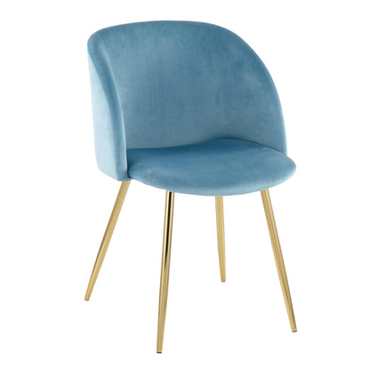 Fran Contemporary Chair in Gold Metal and Black Velvet   - Set of 2