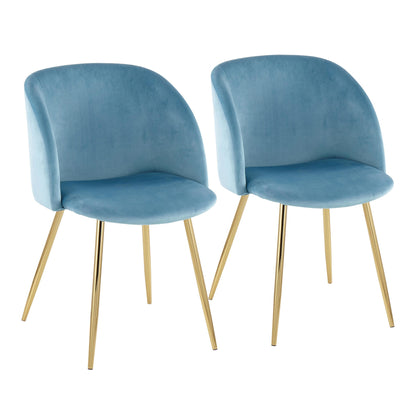 Fran Contemporary Chair in Gold Metal and Black Velvet   - Set of 2