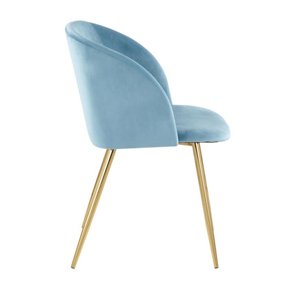 Fran Contemporary Chair in Gold Metal and Black Velvet   - Set of 2