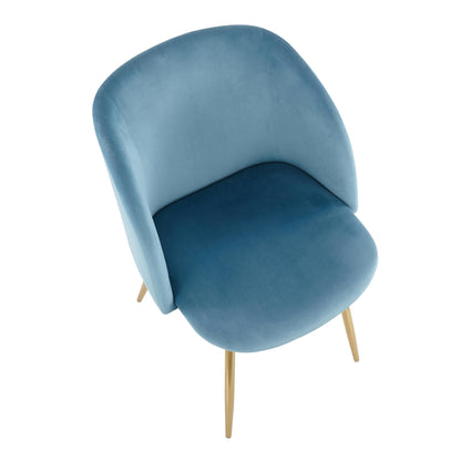 Fran Contemporary Chair in Gold Metal and Black Velvet   - Set of 2