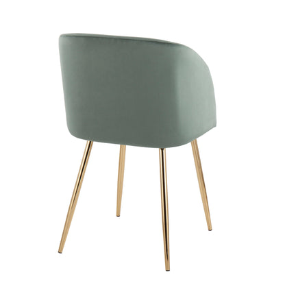 Fran Contemporary Chair in Gold Metal and Black Velvet   - Set of 2