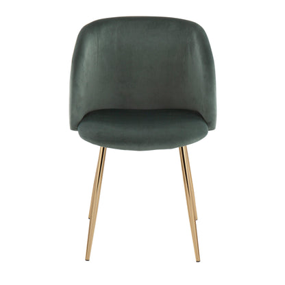 Fran Contemporary Chair in Gold Metal and Black Velvet   - Set of 2