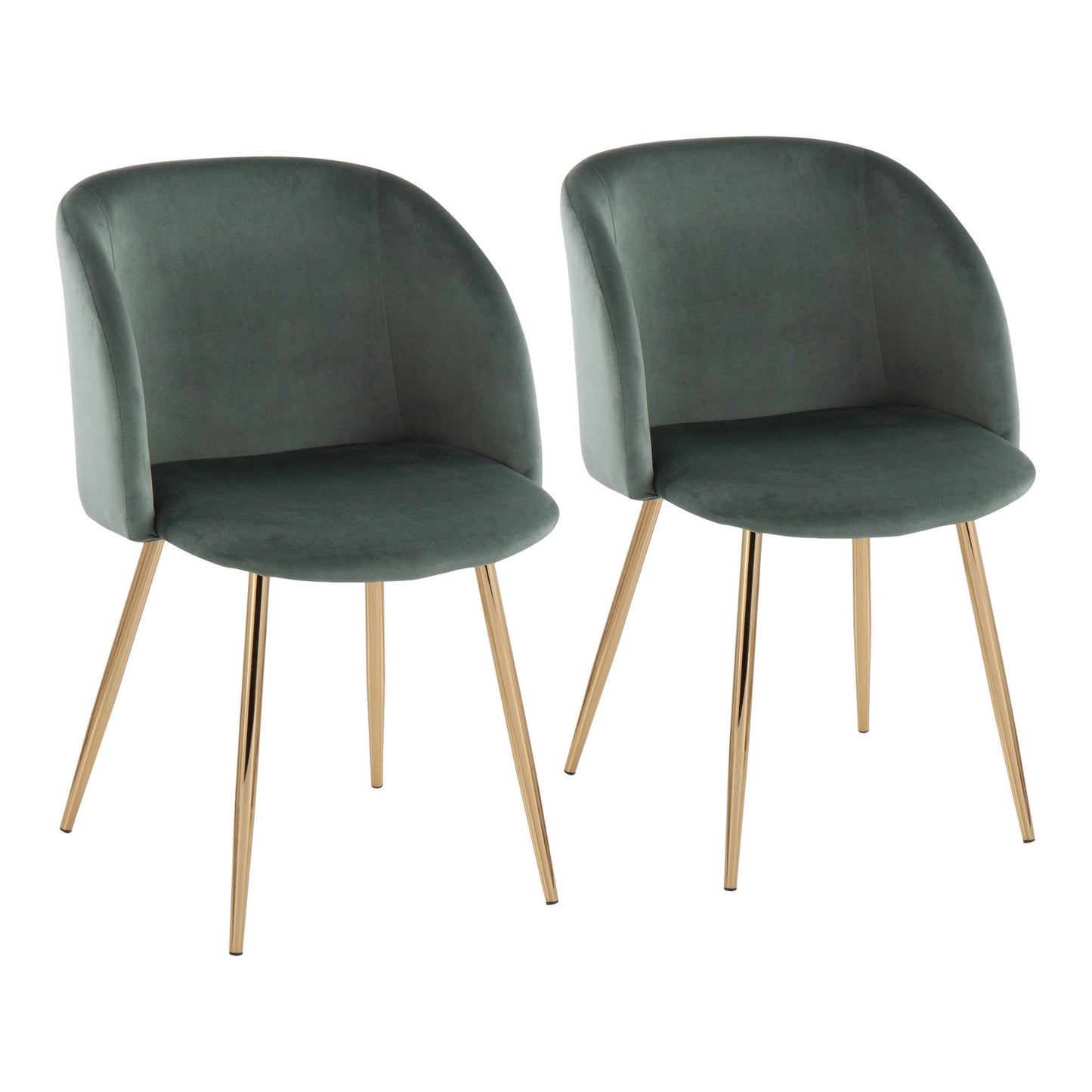 Fran Contemporary Chair in Gold Metal and Black Velvet   - Set of 2