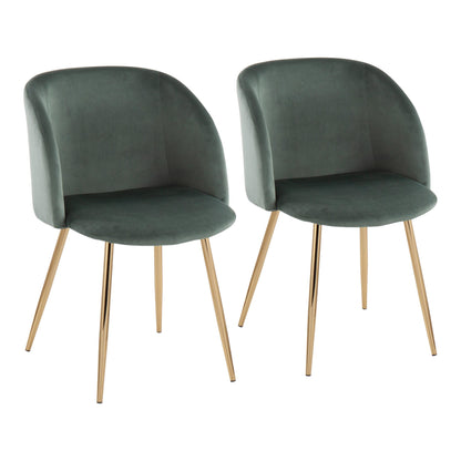 Fran Contemporary Chair in Gold Metal and Black Velvet   - Set of 2