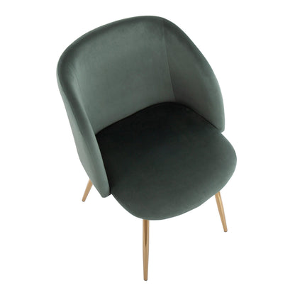Fran Contemporary Chair in Gold Metal and Black Velvet   - Set of 2