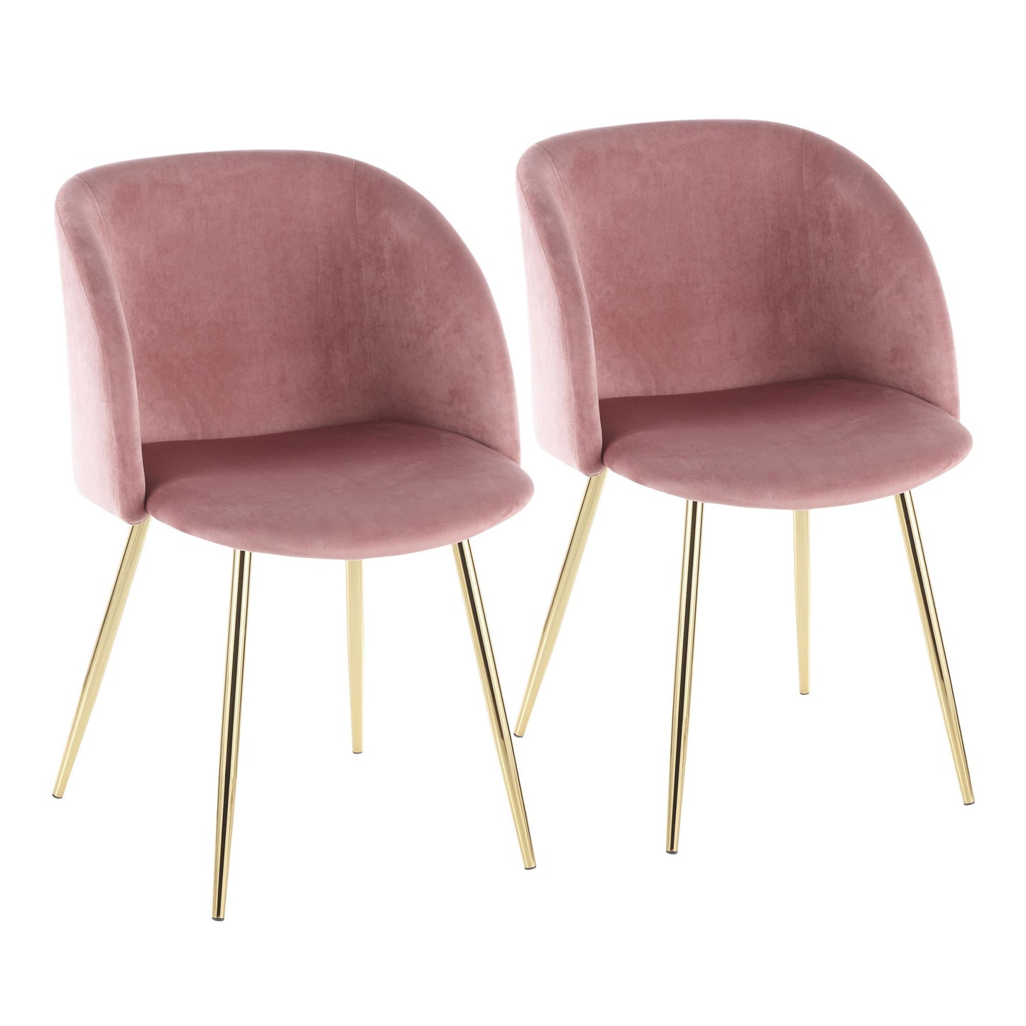Fran Contemporary Chair in Gold Metal and Black Velvet   - Set of 2