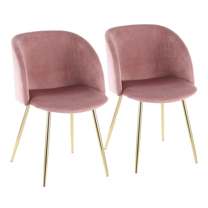 Fran Contemporary Chair in Gold Metal and Black Velvet   - Set of 2