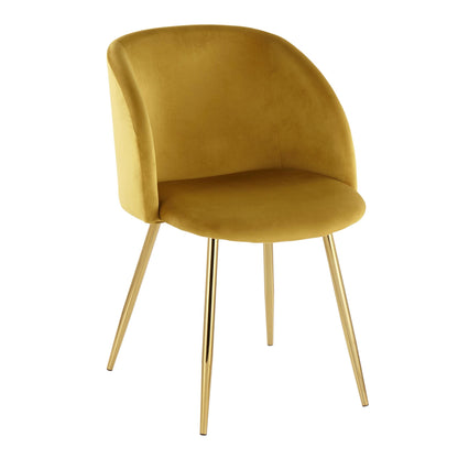 Fran Contemporary Chair in Gold Metal and Black Velvet   - Set of 2