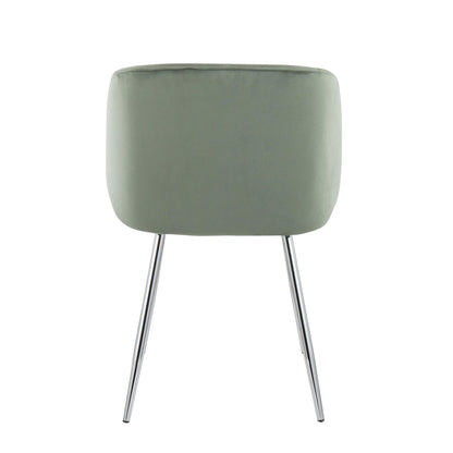 Fran Contemporary Chair in Gold Metal and Black Velvet   - Set of 2
