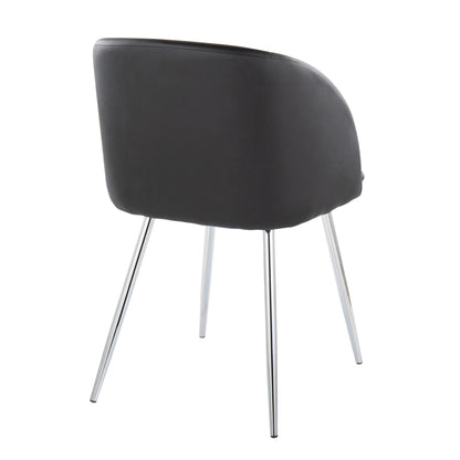 Fran Contemporary Chair in Gold Metal and Black Velvet   - Set of 2