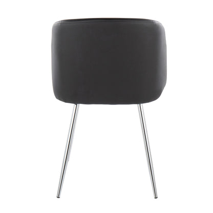 Fran Contemporary Chair in Gold Metal and Black Velvet   - Set of 2