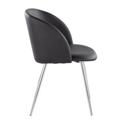 Fran Contemporary Chair in Gold Metal and Black Velvet   - Set of 2
