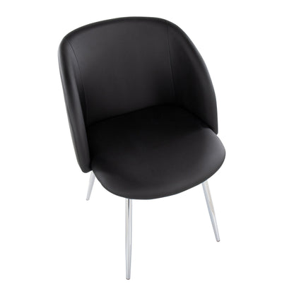 Fran Contemporary Chair in Gold Metal and Black Velvet   - Set of 2