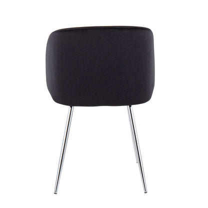Fran Contemporary Chair in Gold Metal and Black Velvet   - Set of 2