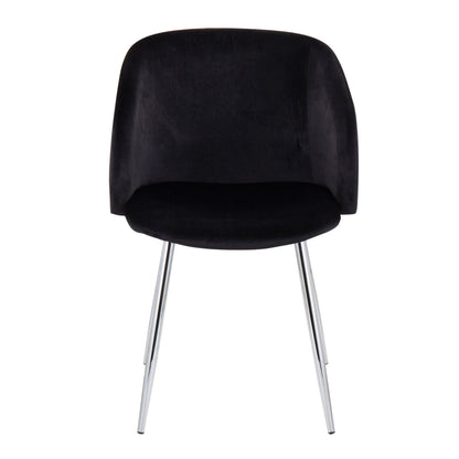 Fran Contemporary Chair in Gold Metal and Black Velvet   - Set of 2