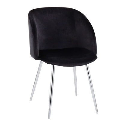 Fran Contemporary Chair in Gold Metal and Black Velvet   - Set of 2