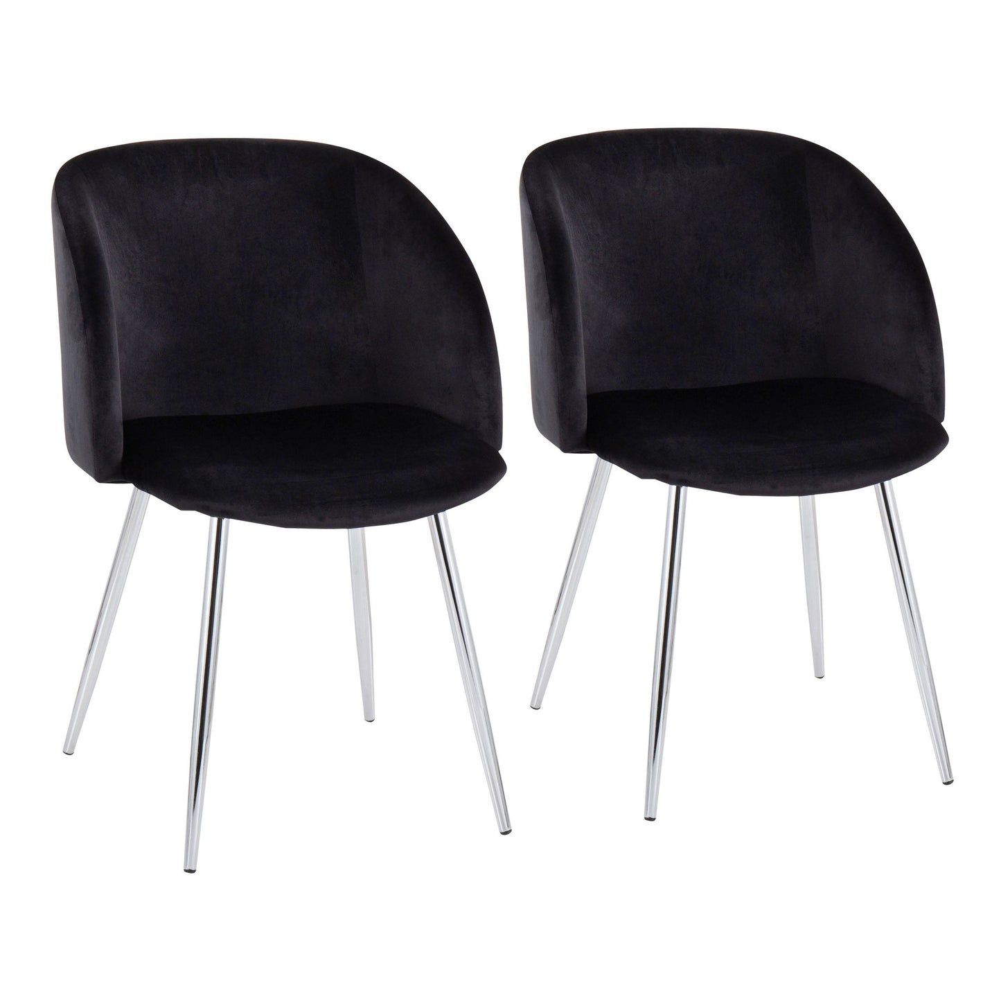 Fran Contemporary Chair in Gold Metal and Black Velvet   - Set of 2