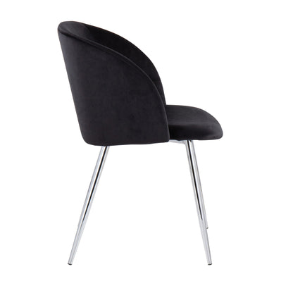 Fran Contemporary Chair in Gold Metal and Black Velvet   - Set of 2