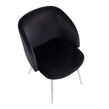 Fran Contemporary Chair in Gold Metal and Black Velvet   - Set of 2