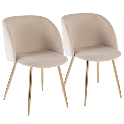 Fran Contemporary Chair in Gold Metal and Black Velvet   - Set of 2