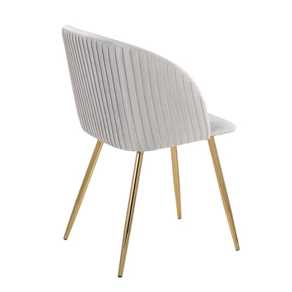 Fran Pleated Contemporary Chair in Gold Metal and Pleated Black Velvet   - Set of 2