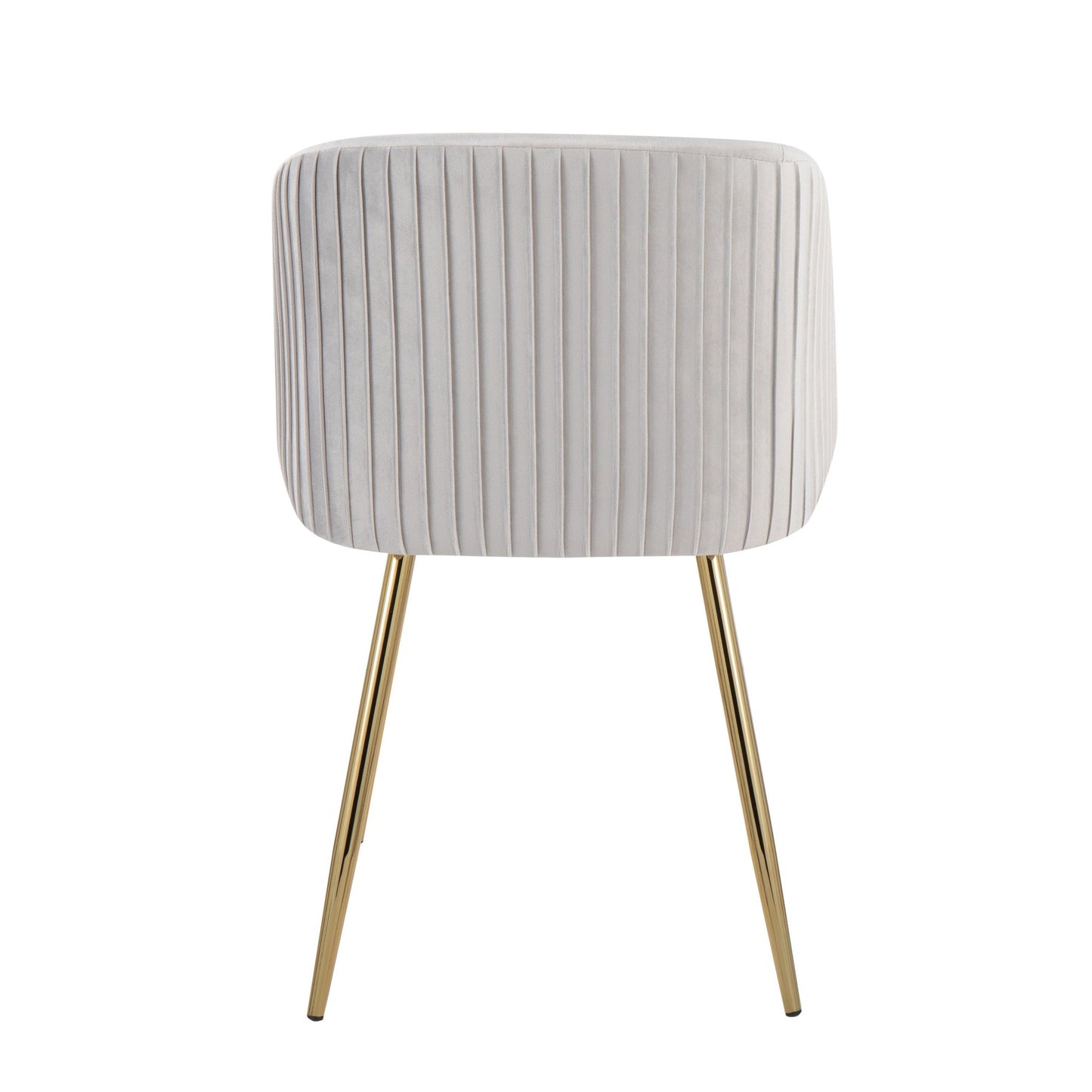 Fran Pleated Contemporary Chair in Gold Metal and Pleated Black Velvet   - Set of 2