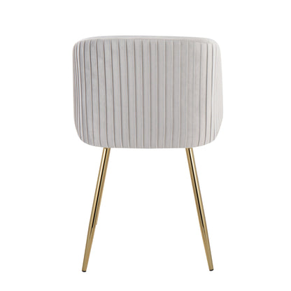 Fran Pleated Contemporary Chair in Gold Metal and Pleated Black Velvet   - Set of 2