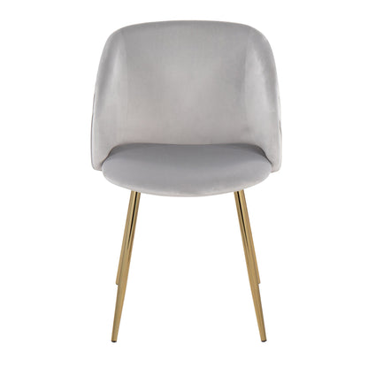 Fran Pleated Contemporary Chair in Gold Metal and Pleated Black Velvet   - Set of 2