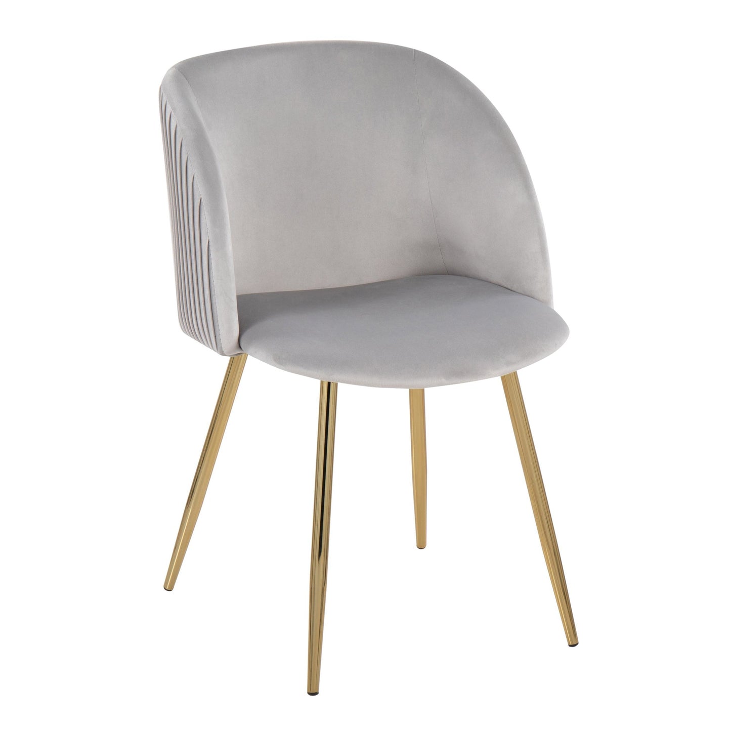 Fran Pleated Contemporary Chair in Gold Metal and Pleated Black Velvet   - Set of 2