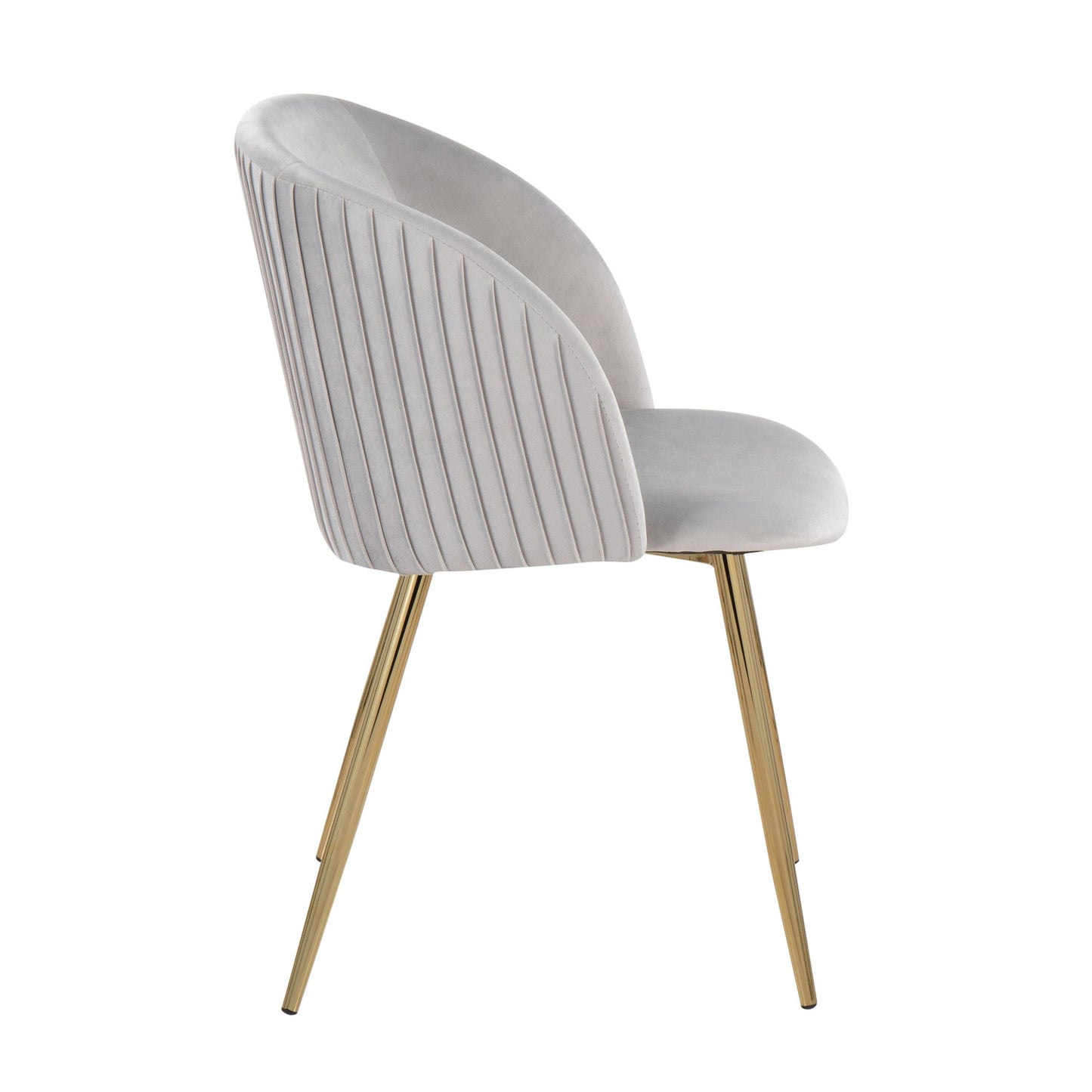 Fran Pleated Contemporary Chair in Gold Metal and Pleated Black Velvet   - Set of 2
