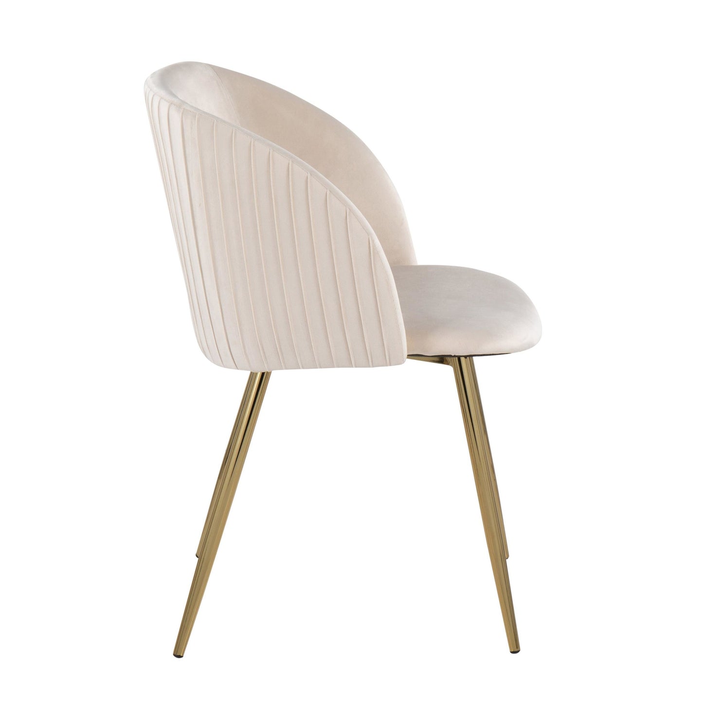 Fran Pleated Contemporary Chair in Gold Metal and Pleated Black Velvet   - Set of 2