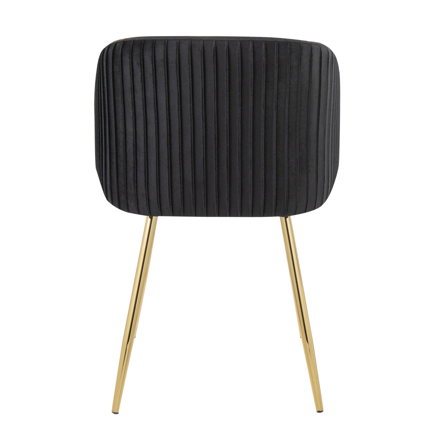 Fran Pleated Contemporary Chair in Gold Metal and Pleated Black Velvet   - Set of 2