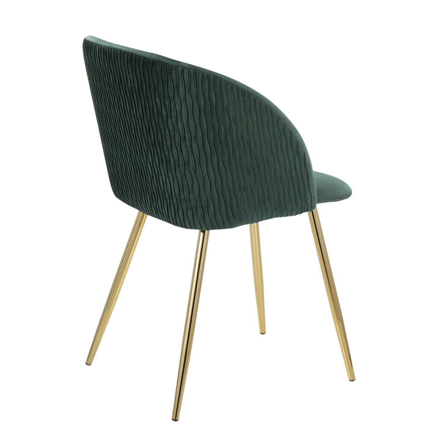 Fran Pleated Contemporary Chair in Gold Metal and Pleated Black Velvet   - Set of 2