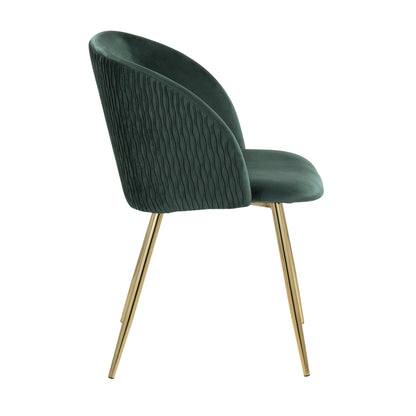 Fran Pleated Contemporary Chair in Gold Metal and Pleated Black Velvet   - Set of 2