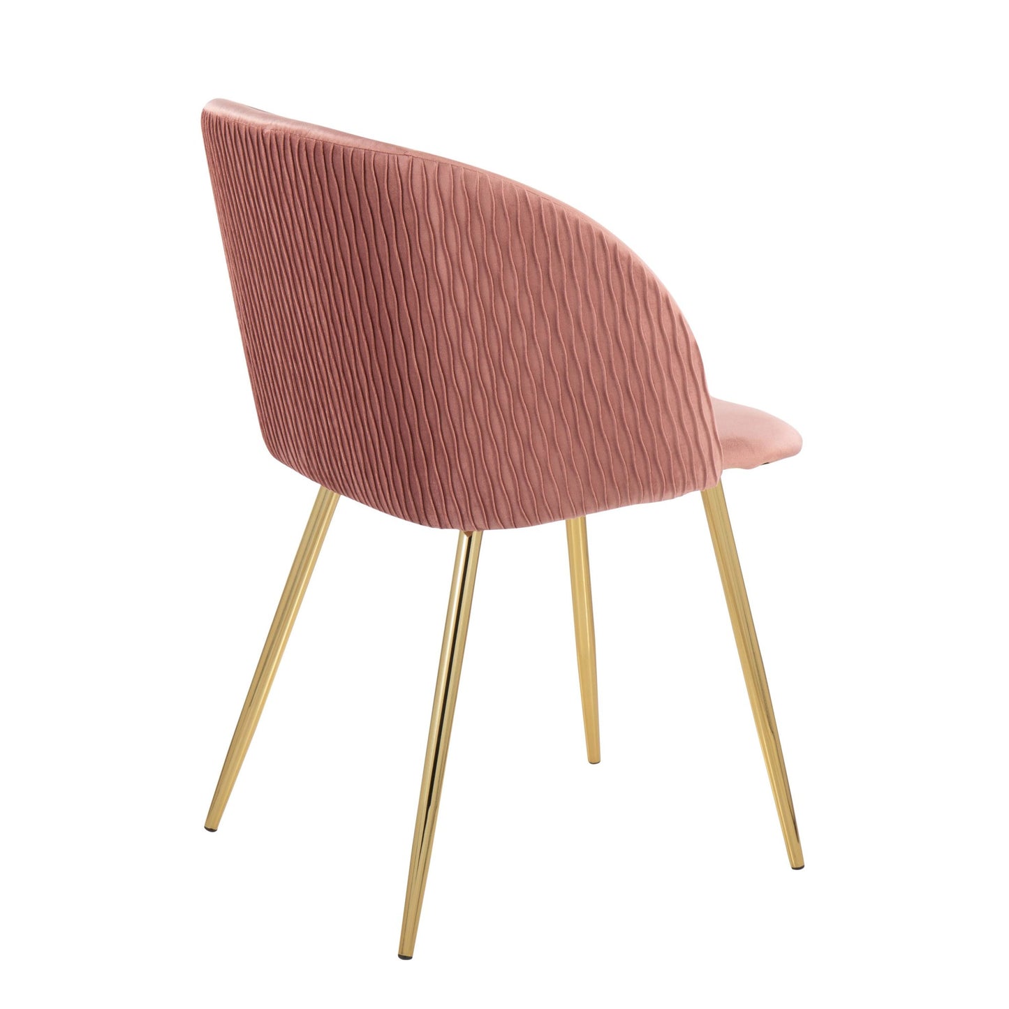 Fran Pleated Contemporary Chair in Gold Metal and Pleated Black Velvet   - Set of 2