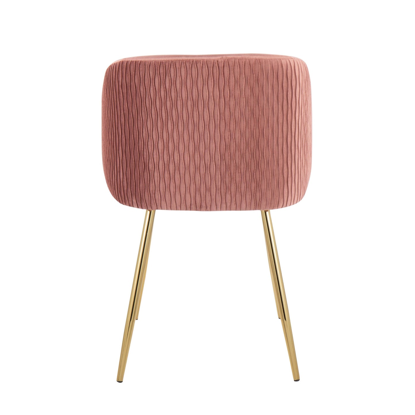 Fran Pleated Contemporary Chair in Gold Metal and Pleated Black Velvet   - Set of 2