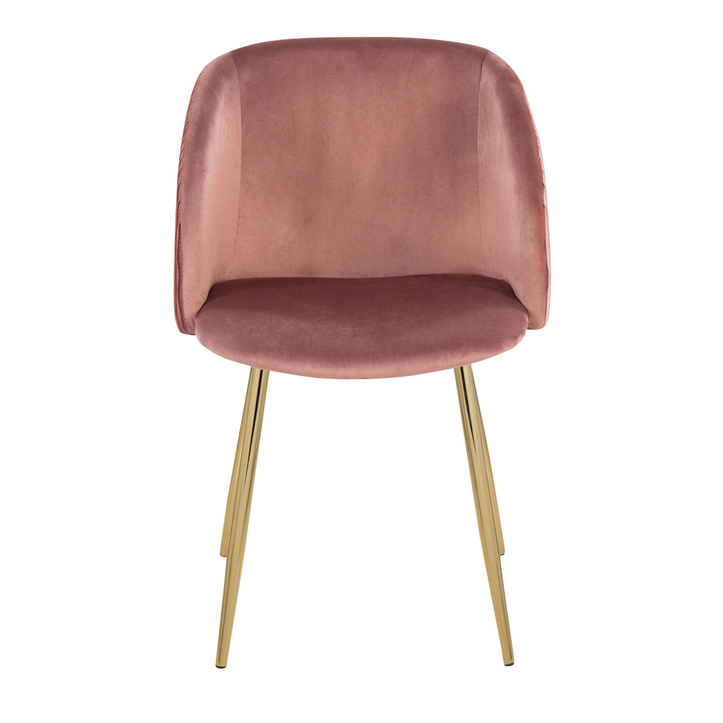 Fran Pleated Contemporary Chair in Gold Metal and Pleated Black Velvet   - Set of 2
