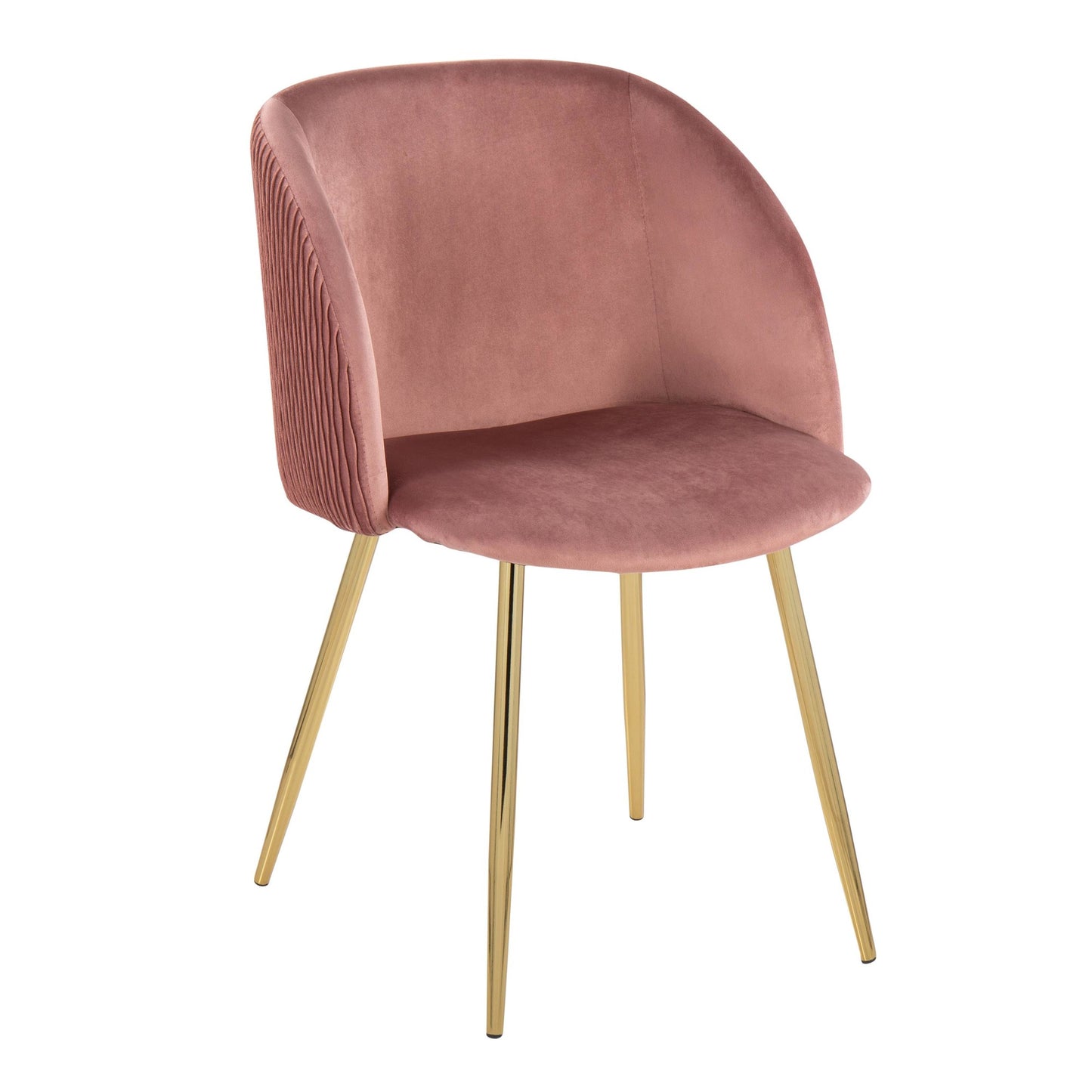 Fran Pleated Contemporary Chair in Gold Metal and Pleated Black Velvet   - Set of 2