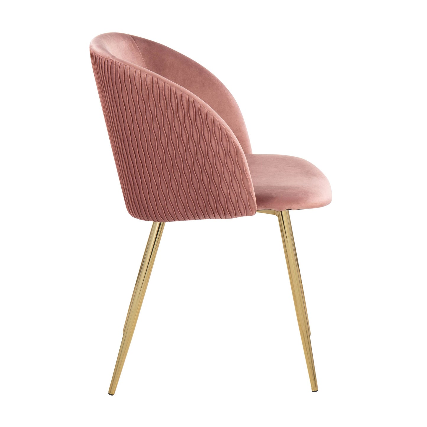Fran Pleated Contemporary Chair in Gold Metal and Pleated Black Velvet   - Set of 2