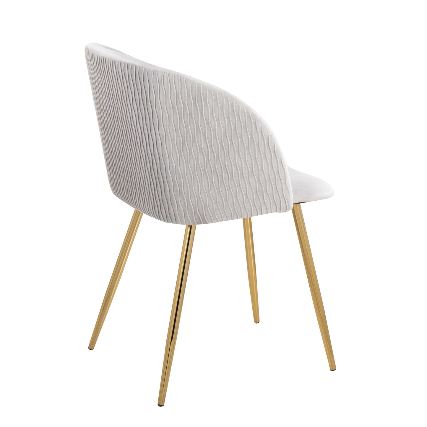 Fran Pleated Contemporary Chair in Gold Metal and Pleated Black Velvet   - Set of 2