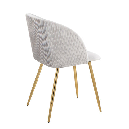 Fran Pleated Contemporary Chair in Gold Metal and Pleated Black Velvet   - Set of 2