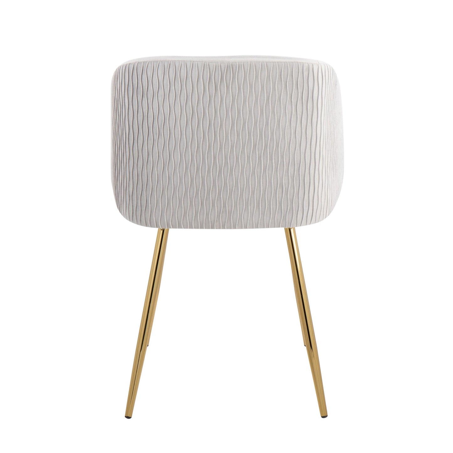 Fran Pleated Contemporary Chair in Gold Metal and Pleated Black Velvet   - Set of 2
