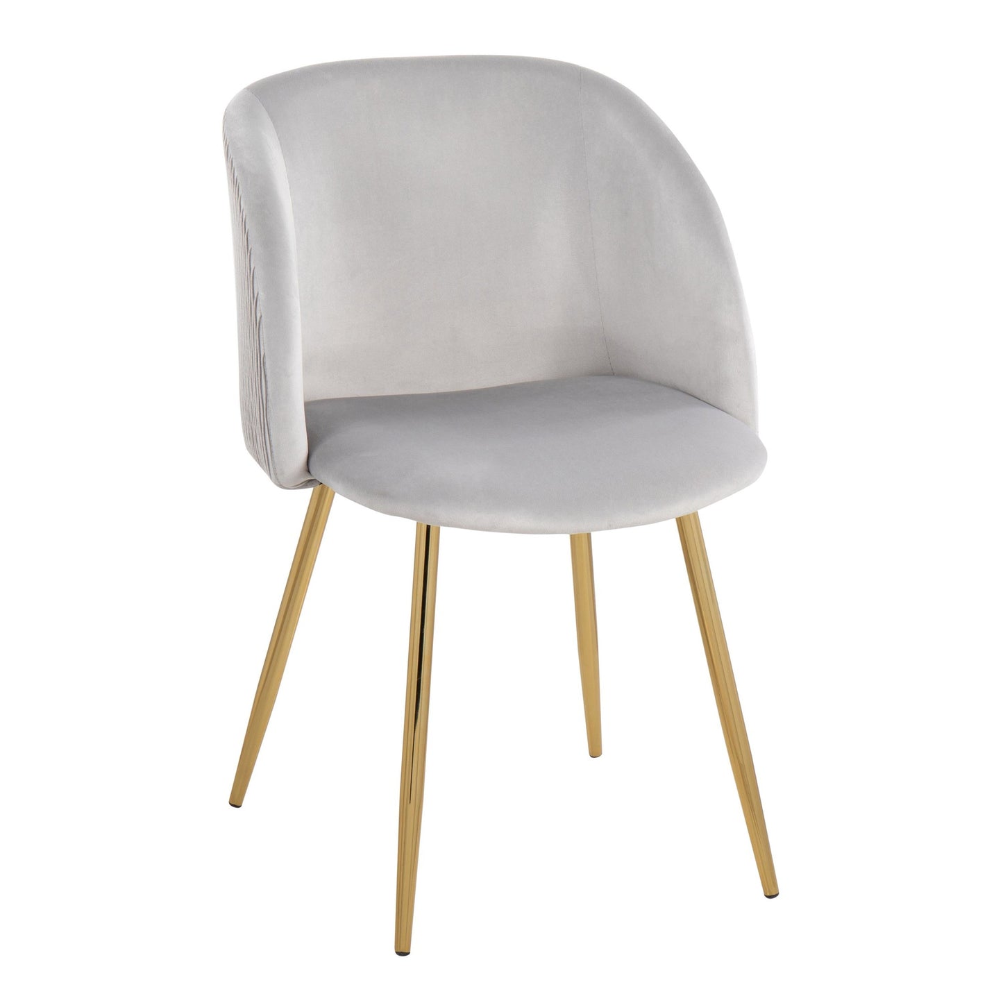 Fran Pleated Contemporary Chair in Gold Metal and Pleated Black Velvet   - Set of 2