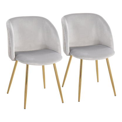 Fran Pleated Contemporary Chair in Gold Metal and Pleated Black Velvet   - Set of 2