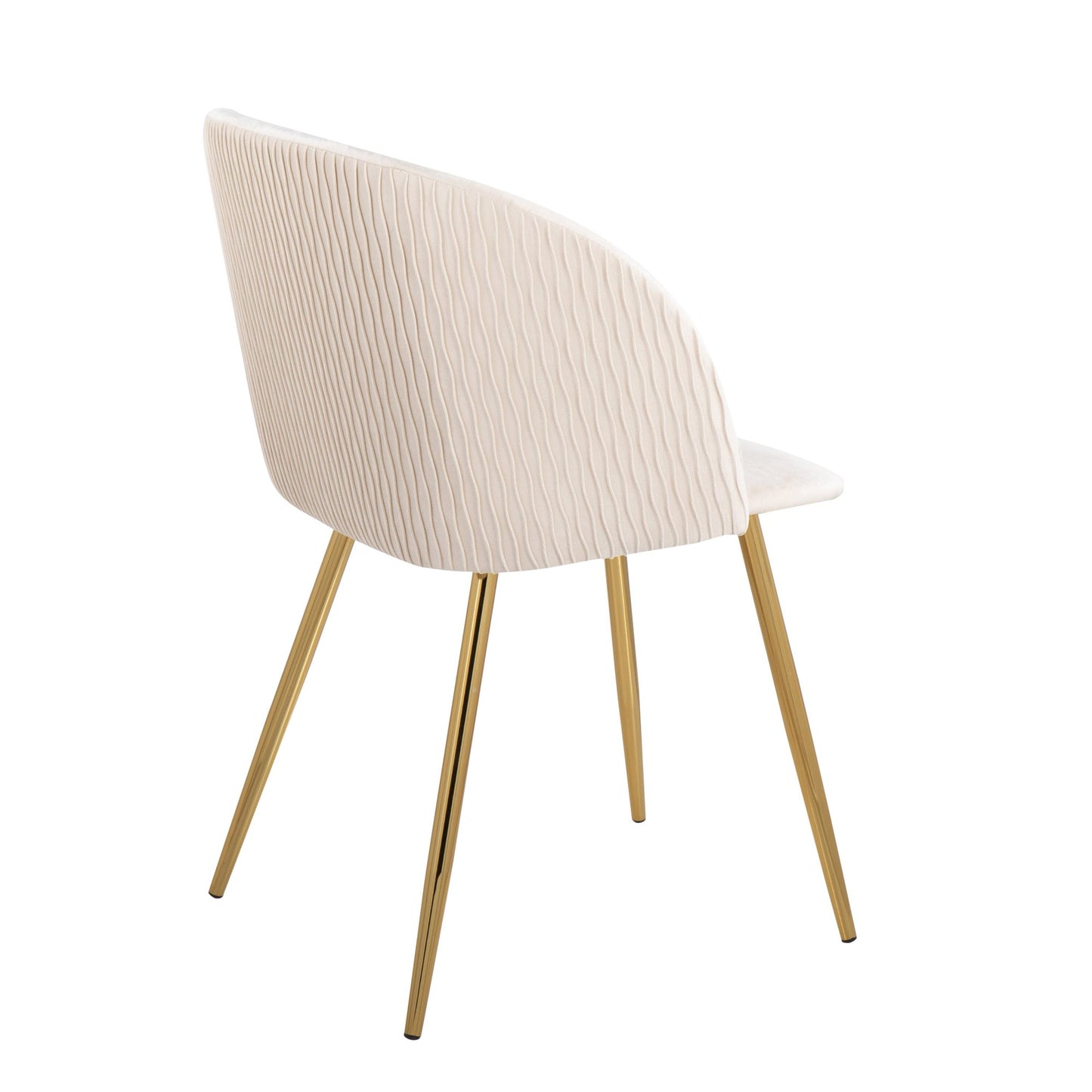 Fran Pleated Contemporary Chair in Gold Metal and Pleated Black Velvet   - Set of 2