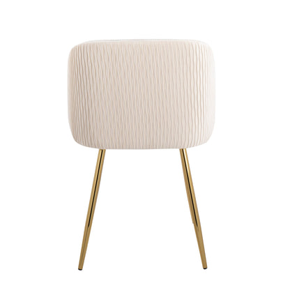 Fran Pleated Contemporary Chair in Gold Metal and Pleated Black Velvet   - Set of 2